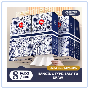 【Pure Care】 【8 Packs/Box】ManHua Classic Hanging Tissue 4-Ply 1000 Sheets | Soft Large Pack