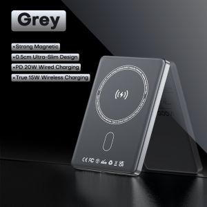 QOOVI PD20W Powerbank Magnetic Wireless MagSafe Fast Charging for Apple Phone 5000mAh Battery Ultra Thin Mini Portable Charger for iPhone 16 Pro Max 15 14 13 12 Original Power Bank