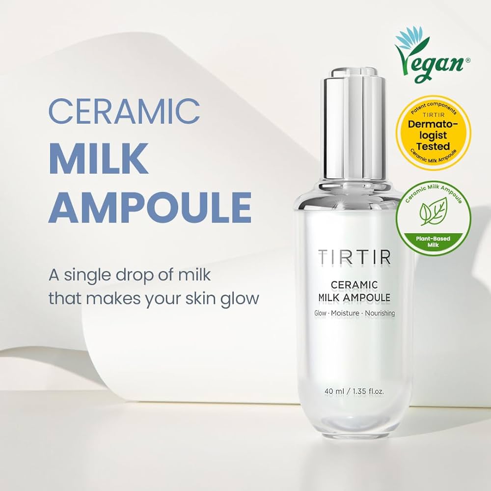 Ready Stock TIRTIR Keramik Milch Essenz Ampulle Feuchtigkeitsspendende und aufhellende Hautpflege 40ml_voghion.com