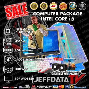 Computer set Intel core i5-10th gen 8gb ram 240gb ssd Uhd630 19wide led monitor led keyboard mouse mini speaker