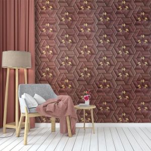 Wallpaper Stiker Dinding Motif Berlian Coklat Kemerahan 3D Mewah7 s/d 8M LEBAR 45CM