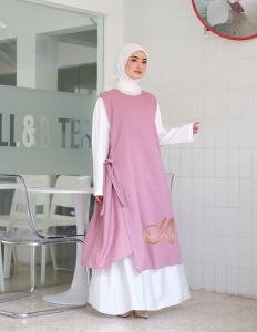 Jabayaska - Siera Set Setelan Pita Atasan Rok Tunik 2in1 Muslim Bahan Polo Linen Baju Kombinasi