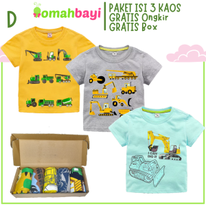 SPECIAL EDITION 3 Kaos Anak Laki-Laki Gambar Excavator Truk Beko untuk Anak dan Bayi Size 6 Bulan - 1 2 3 4 5 Tahun