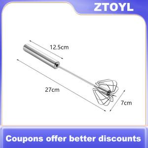 【ZTOYL】 Máy đánh trứng bằng thép không gỉ 304 Máy đánh trứng bán tự động Máy đánh trứng bằng tay tự xoay máy khuấy trứng phụ kiện nhà bếp dụng cụ trứng
