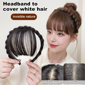 ✨Instantly beautiful✨ Braided bangs hairpiece natural hair band fashionable hair accessory completely natural modern beauty lightweight does not press on the head realistic colors.