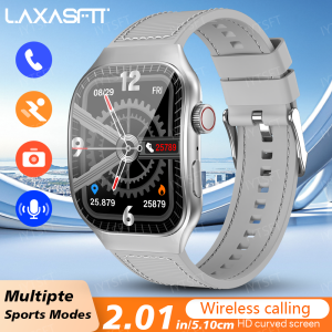 LAXASFIT 2.01 Inch Curved Screen Mens Smart Watch Bluetooth 5.3 HD Call Multiple Sports Modes Woman Watch Gift