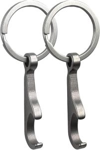 Titanium Bottle Opener Small Keychain Beer Bottle Opener Can Opener with Stainless Steel Key Ring (Color)