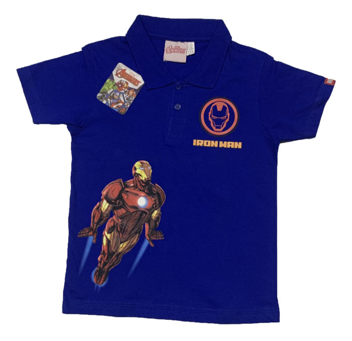 Disney Marvel Avengers Flying Iron Man Boys Kids Polo Shirt With Collar And Buttons Lazada PH