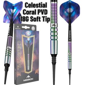 MISSION SOFT TIP DARTS - 18G CELESTIAL CORAL PVD 95% TUNGSTEN ORIGINAL ELECTRONIC DART (ARROW DART LEMBUT)