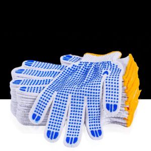 2PAIR  Dotted Cotton Gloves WHITE  Rubber Dots