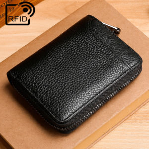 NEW Fashion Wallet Genuine Leather Bank Credit Card Rfid Blocking Holder Men and Women Slim Small Change Coin Keys Cards Pouch Purse Zipper Bag