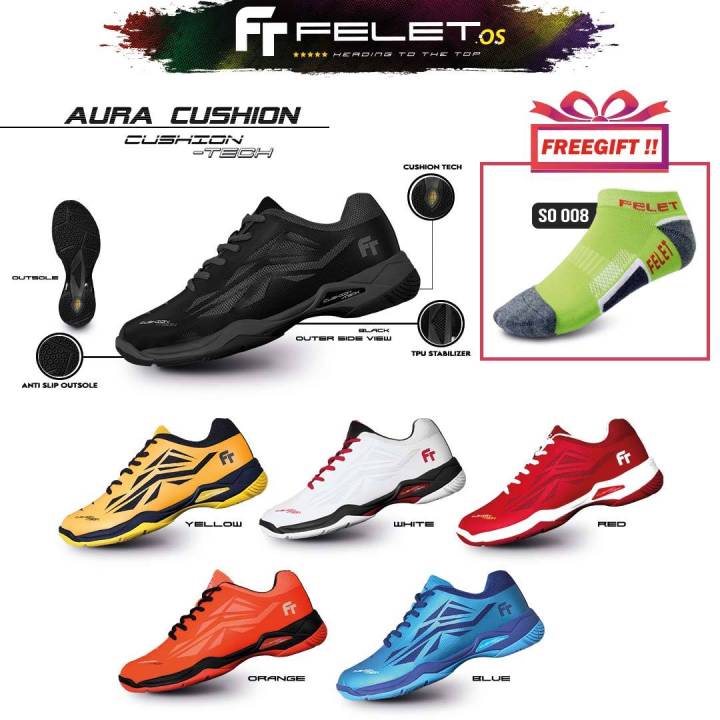 Felet AURA Cushion Kasut Badminton Shoes Badminton Kasut Badminton ...