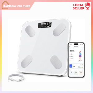 【Rainbow Culture】 Rechargeable Smart Body Fat Scale with Mi Home App Support USB Charging LCD Display 180 kg Capacity