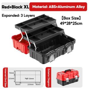 SG Gadget® Toolbox Portable Electrician Case 3-Layer Foldable Storage Box for Automotive/Household Hardware Supplies Tools
