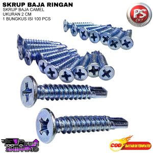Skrup  Baja Ringan Ukuran 2cm  (1BUNGKUS 100PCS) Baut Skrup Baja Ringan Skrup Roofing 2cm Skrup baja