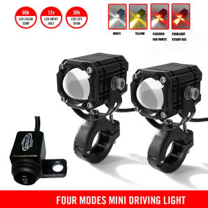 Four Modes Mini Driving Light 1 Pair (2pcs) LED High Beam & Low Beam With Flashing Universal