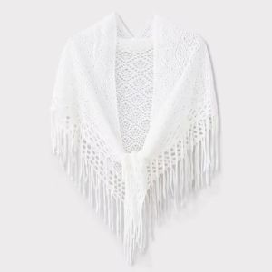 THANKSKY Áo choàng Khăn tam giác dệt kim Bánh cuốn Cape Khăn choàng tua rua Đơn giản Mỏng Dây lưng quần Phụ nữ