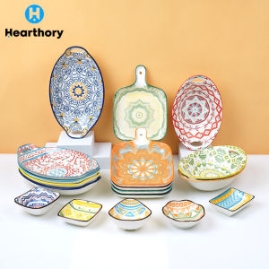 Ceramic Sauce Dish Boho Collection Hand-Painted Underglaze Dining Set Sauce Plate