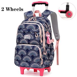 Oxford Cloth Rolling School Bags for Girls Backpack Children Waterproof School Backpacks with Wheels Middle School Trolley Luggage Back Pack