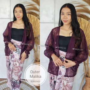Outer Brokat Korean Lace Malika Tangan Kerut Cardigan Blazer Modern Bali Fashion
