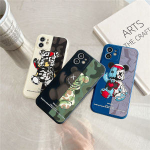 Side 3D silicone colored bear pattern For IPhone 11 12 13 14 Pro Max X Xs Max Cute Phone Case For IPhone 8 7 6 Plus SE2020 12mini 13mini Couple gifts Phone Case