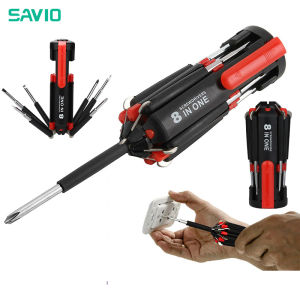 SAVIO 8 In 1 Screwdriver Set with LED Light Tool Set Folding Screwdriver Bits Multitool Household Repair Tool