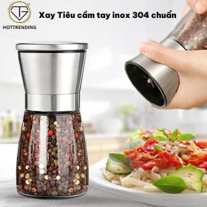 Lọ xay tiêu cầm tay bình thủy tinh nắp viền inox 304 cao cấp