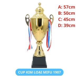 Cúp bóng đá cúp c1 kim loại mạ vàng trao tặng giải đấu đủ kích cỡ thiết kế miễn phí miếng dán chân cúp