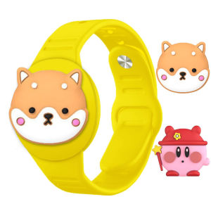 AirTag Bracelet for Kids Cute Cartoon GPS Tracker Air tag Holder with Watch Band Design Soft Silicone Wristband Cover Case for Airtags for Child