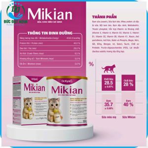 Sữa dinh dưỡng Mikian Dr.kyan cho mèo con sơ sinh – Hỗ trợ tiêu hóa tăng đề kháng sữa non