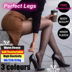 WCYC Ladies High Elasticity Pantyhose Fake Translucent Perfect Slimming Legs Tights Stockings Warm Fleece Leggings Thermal Pantyhose Tights