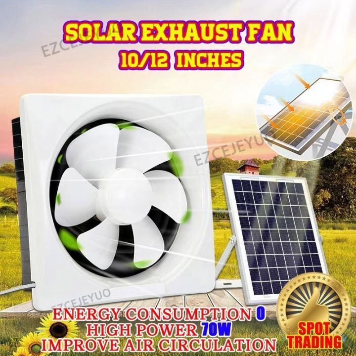 10/12inches Solar Exhaust Fan Automatic Ventilation Home Kitchen Bathroom  Greenhouse Lazada PH