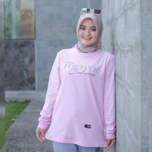 Kaos Wanita Dewasa Lengan Panjang Forever | Kaos Sepeda | Kaos Senam | Kaos Seragam | Kaos Hijab | Naragu | Kaos Warna Ungu | Kaos Warna Cerah