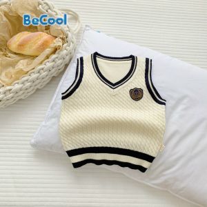 Áo Khoác Gile Len Phối Viền Cho Bé Trai - Bé Gái Áo Gile Phong Cách Hàn Quốc Cho Bé Từ 9-27kg SUMOKIDS