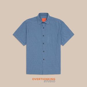 Áo Sơ Mi Nam Ngắn Tay Kiểu Dáng Oversize - Navy / Trằng / Caro Sần