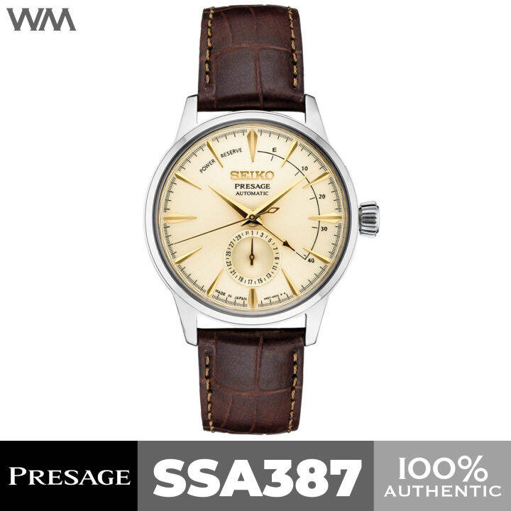 Seiko Presage Cocktail Golden Champagne Leather Strap Automatic Watch with Power Reserve SSA387 SSA387J1 Reloj Seiko Automatico Seiko Prestige Lazada Lazada PH