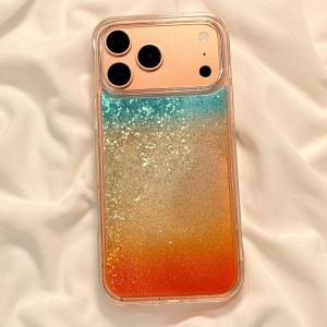 Color Gradient Quicksand Case for iPhone 17 16 15 Pro Max Candy Clear Back Cover Hard Liquid Glitter Shell Armor Protective Capa