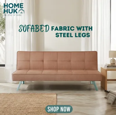 Homehuk Sofa Bed Fabric Choco - Steel Legs