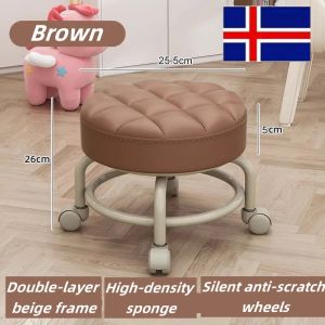Nordic style pulley moving stool pulley low stool Round stool chair with foam Round stool chair low round rolling stool Upgraded and reinforced universal wheel silent wheel rotating scrubbing low stool  manicure footstool childrens learning walking stool