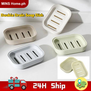 Portable Double Layer Square Soap Dish with Lid Plastic Drain Soap Box for Household Bathroom Travel