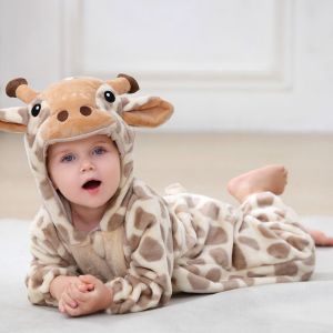 TWCEJE168 Soft Flannel Baby Hooded Romper Full-Coverage Design Cartoon Animal Toddler Costume Cozy Lightweight One-Piece Jumpsuit Halloween Party