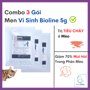 [KHỎE MẠNH] 3 Gói MEN VI SINH Cho Mèo Bioline| Men Tiêu Hóa Cho Mèo - Trị Tiêu Chảy Phân Có Mùi Hôi Viêm Đại Tràng