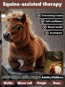 My Realistic Robot Pony Plush Doll Unique Brown Plush Realistic Feel Robot Pony Doll Vivid and Lifelike Pony Various Functions Technology Elements