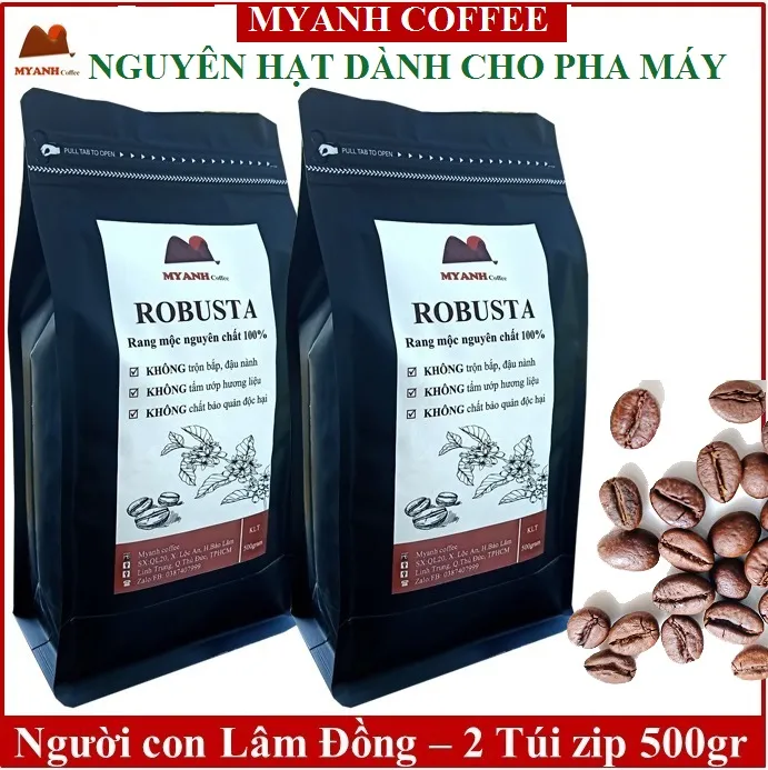 1kg cà phê rang mộc (tỉ lệ hái chín >98%) - NGUYÊN HẠT CHƯA XAY DÀNH CHO PHA MÁY