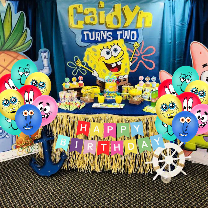 Spongebob Themed Cake Topper Kids Birthday Decor Party Supplies