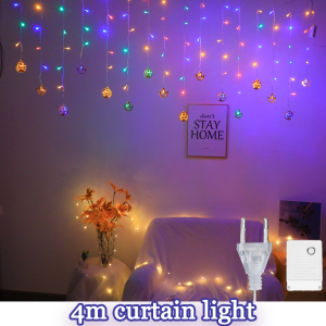 4M Deepavali lights 96LED Fairy lights Metal Curtain outdoor Fairy String Lights For Indian Deepavali/ Diwali Decoration