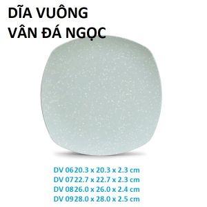Dĩa vuông sâu nhựa melamine đựng thức ăn vân đá ngọc nhiều size DV 06-09