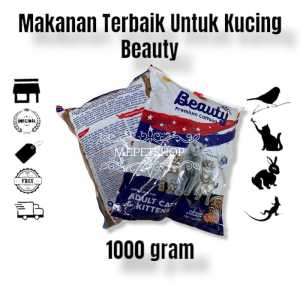BEAUTY MAKANAN KUCING MERK BEAUTY KEMASAN 1000 GRAM MAKANAN HAIWAN PELIHARAAN KUCING KITTEN/ANAK KUCING ADULT/DEWASA BAHAN ALAMI BAGUS UNTUK GIGI MATA BULU BADAN MENYEHATKAN MAKANAN KUCING ANJING MUSANG MAKANAN KERING CAT DRY FOOD FAVORIT MEPETSHOP