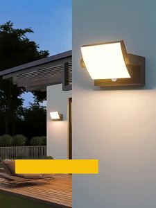SXH LED New outdoor waterproof wall lamp in minimalist style 360 360-degree rotating motion-sensor wall lamp for balcony lighting