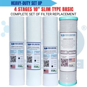 Water Filter 4 Stages 10" Slim Type Basic Set up Filter Replacement